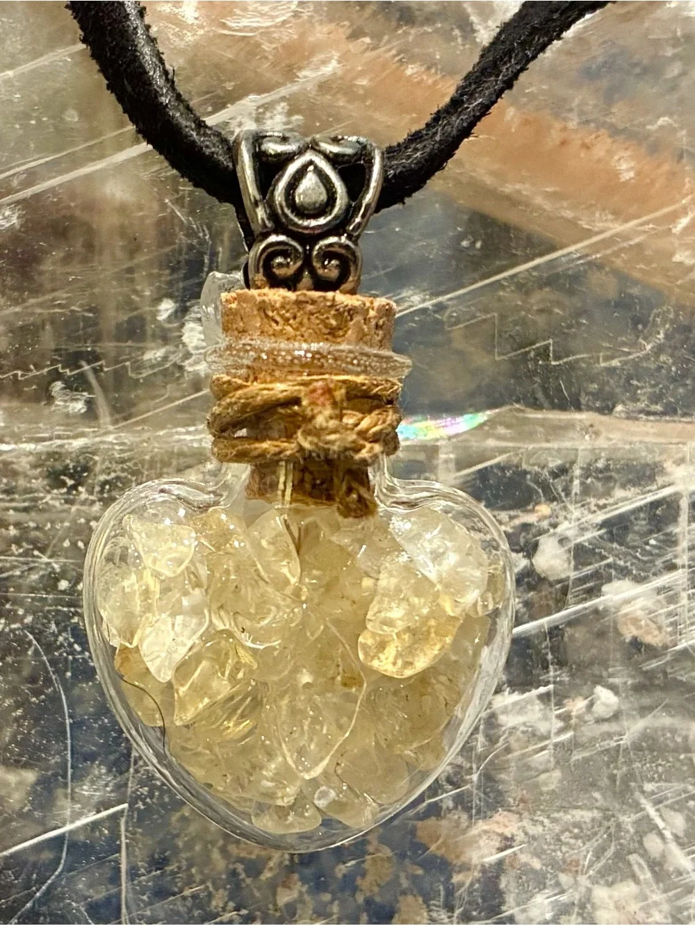 Handmade Citrine Heart Crystal Pendant Necklace